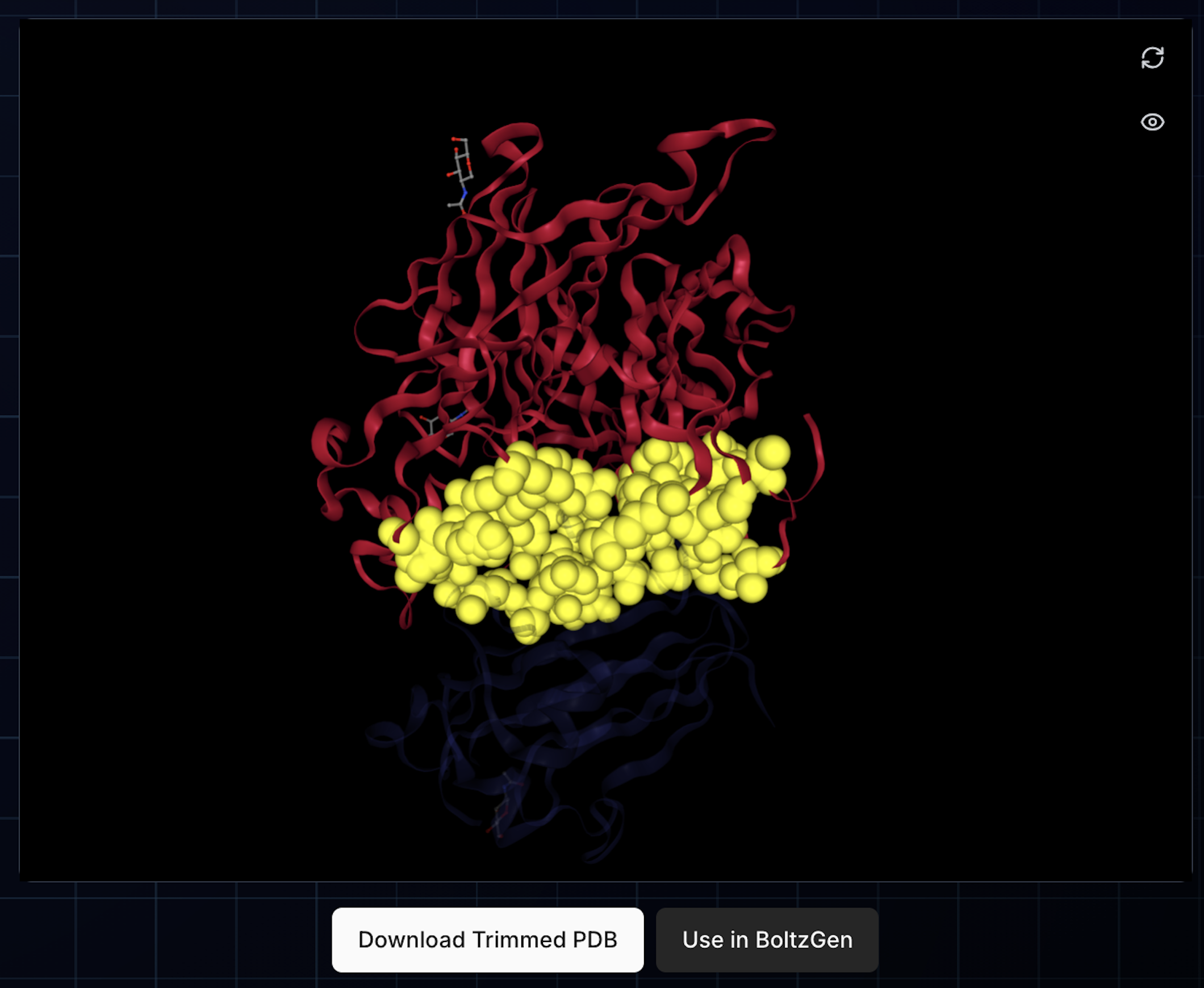 Selected hotspots visualized as yellow spheres on NiV-G