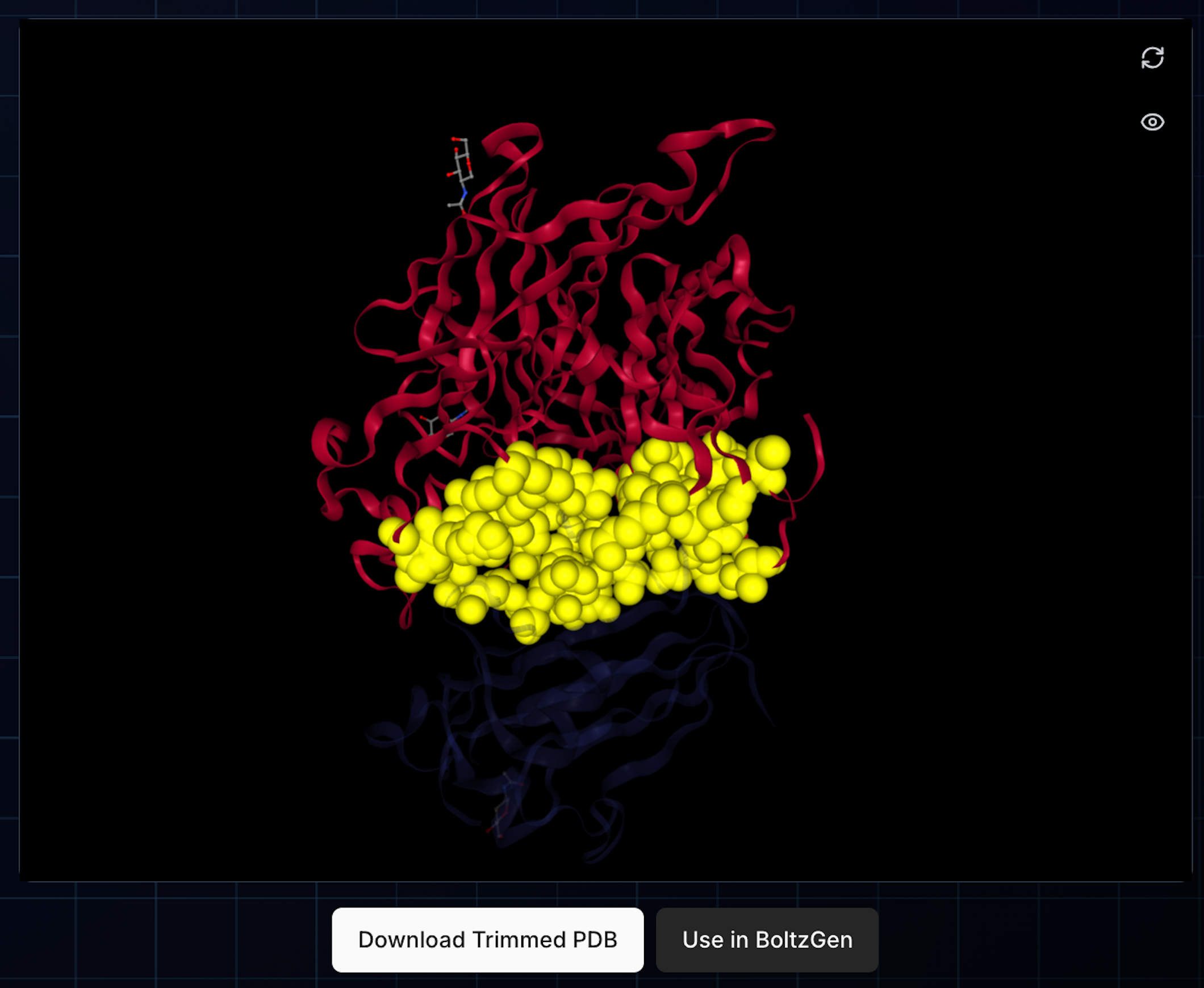Selected hotspots visualized as yellow spheres on NiV-G