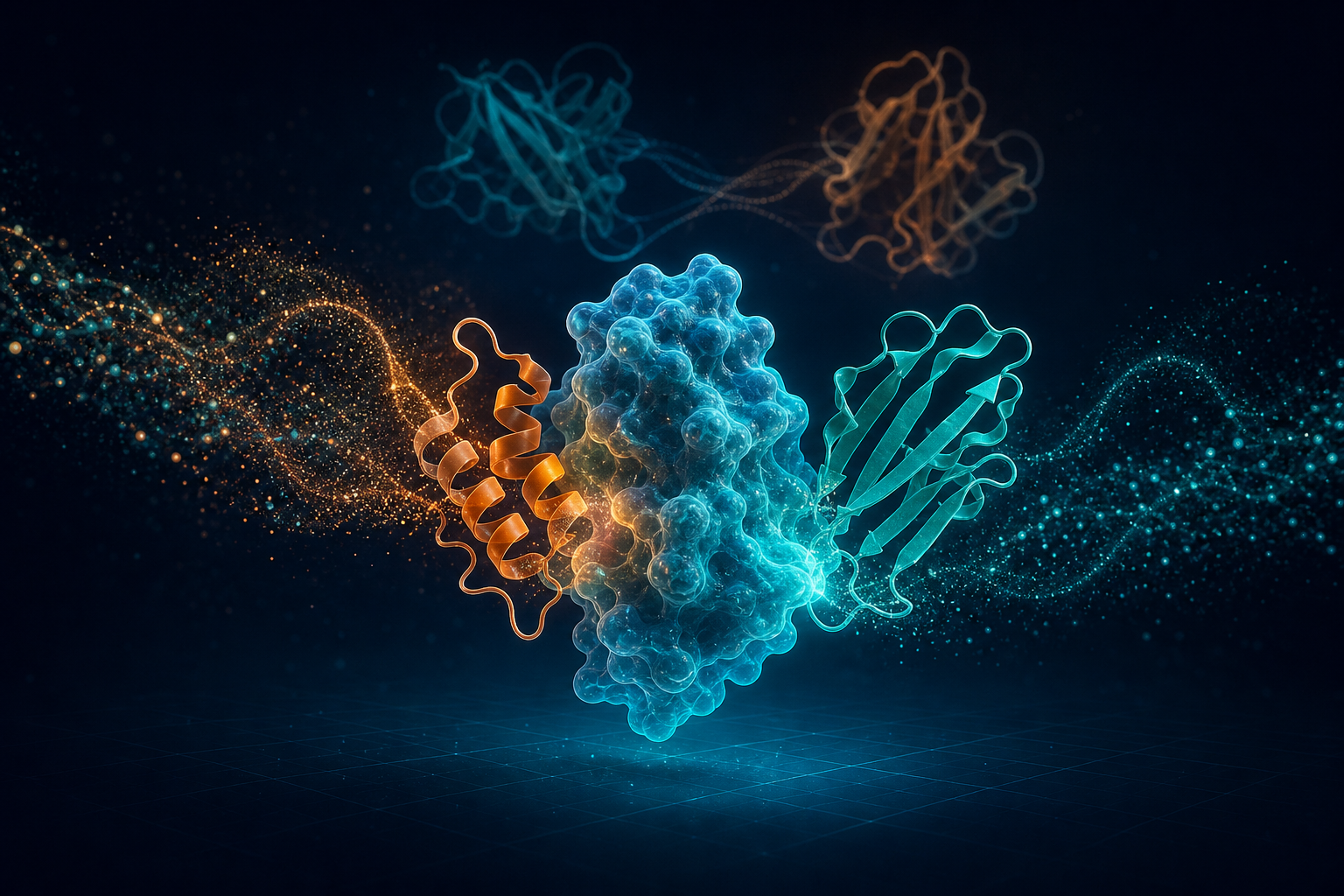ESMFold2-designed miniprotein and antibody binders materializing around a protein target